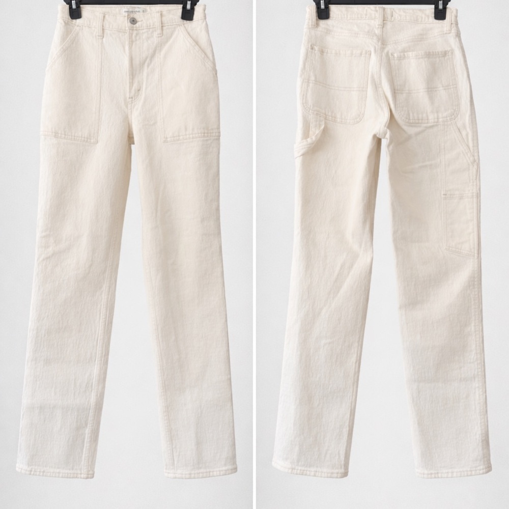 Abercrombie & Fitch Women's High Rise Jeans in Cream